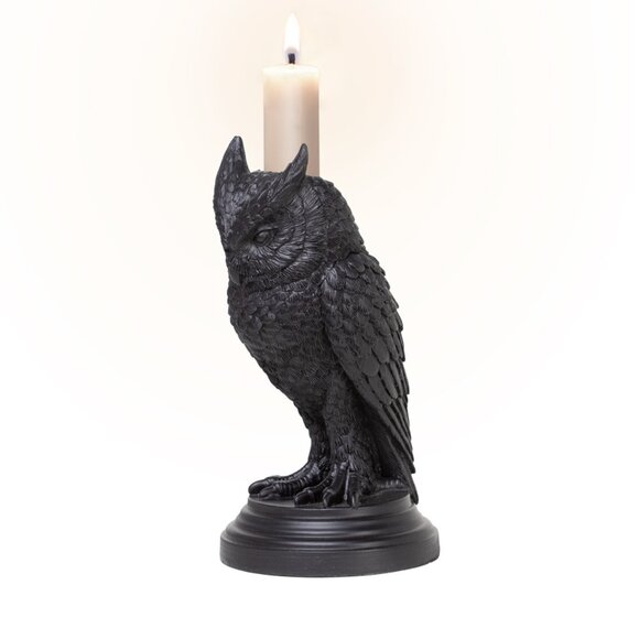 Owl Candle Holder Alchemy Gothic Owl of Astrontiel Candlestick Holder - Picture 1 of 3